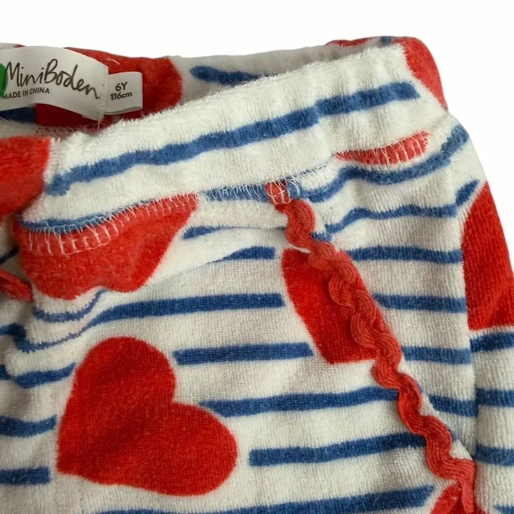 Mini Boden size 6 Year Terry Heart Striped Shorts - Picture 3 of 6
